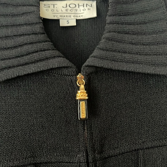 ST.JOHN Collection By Mary Gray Jacket Collared Full Zip Closure Black - Picture 2 of 8